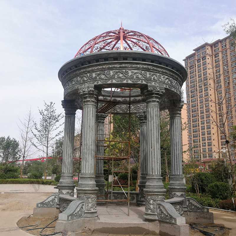 歐式景觀涼亭，小區(qū)花園休息亭子，石雕景觀亭子，綠色景觀涼亭1.jpg